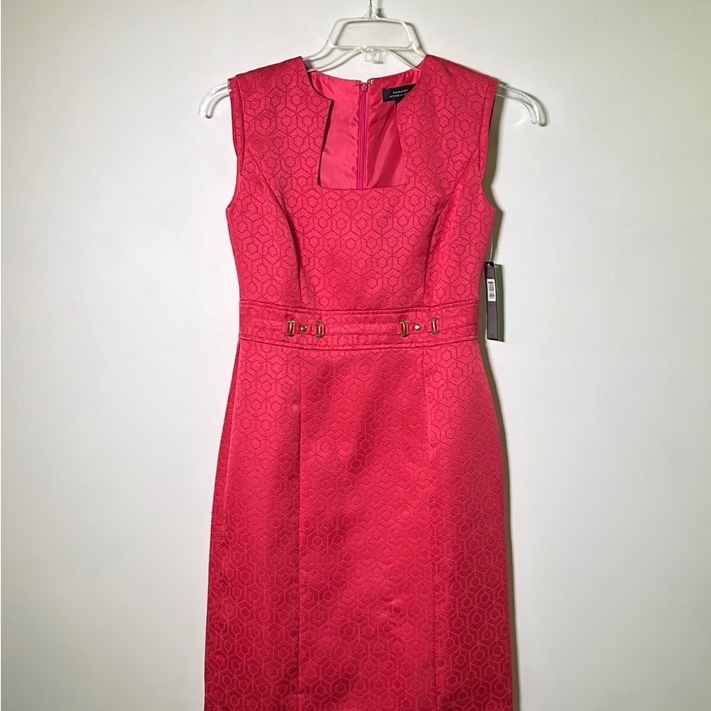 TAHARI NWT ASL Party Guest Career Hot Pink Sleeveless "Shirley" Sheath Dress 4